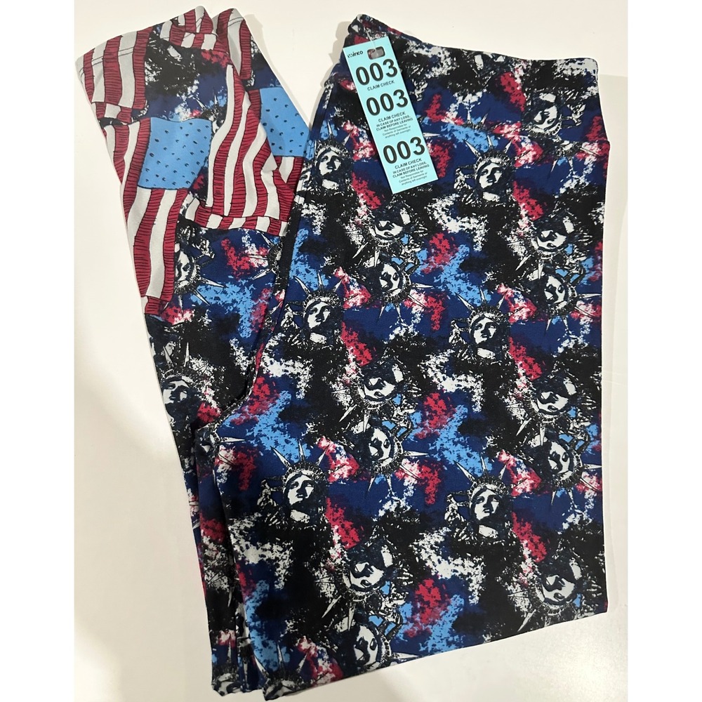 LuLaRoe TC2 Leggings Womens Plus Size Statue of Liberty American Flag Americana‎